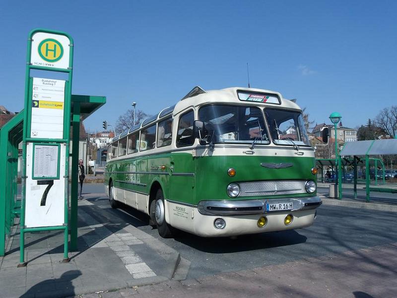 Ikarus 55 - MW R 16 H - (Wagen 2160) - in Meien, Busbahnhof (100 Jahre Busverkehr im Meiner Land)(24.Mrz 2012)