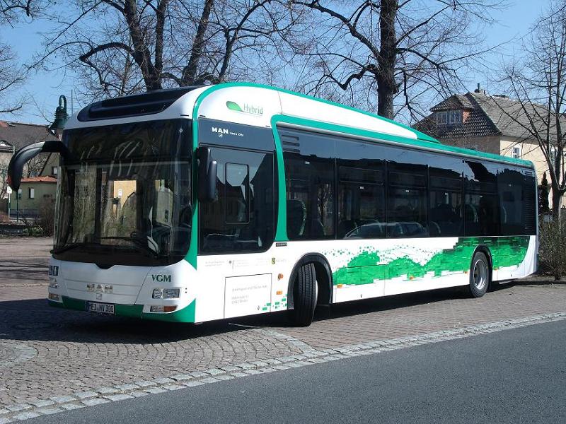 MAN Lion´s City - Hybrid - MEI NV 300 - in Weinböhla, am Zentralgasthof (100 Jahre Busverkehr im Meißner Land)