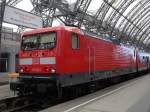 114 021 - mit RegionalExpress-Linie RE 18  Lausitz  - in Dresden Hbf